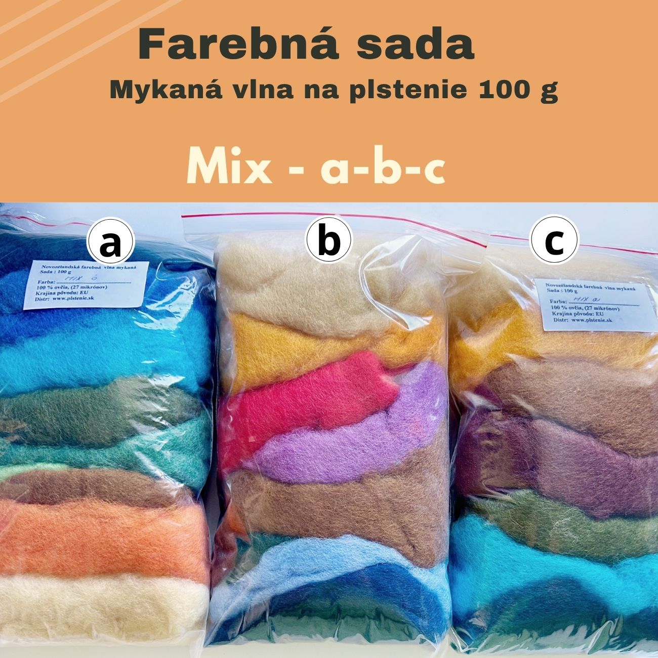 Mykaná vlna Sada Mix abc- 100 g