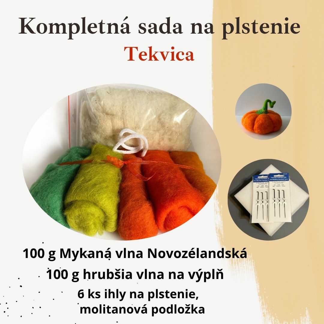 100 g  - Mykaná MYK7 - Tekvica ,Kompletná sada +  ihly, podložka, výplň
