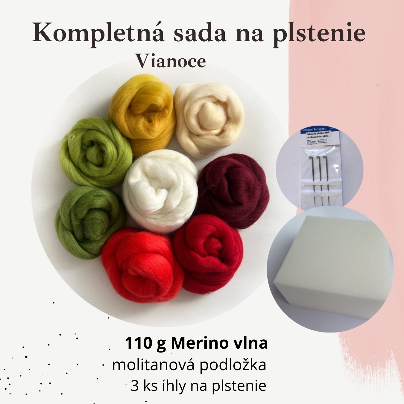 110 g MH9 - Mix Vianoce - Kompletná sada +  ihly, podložka