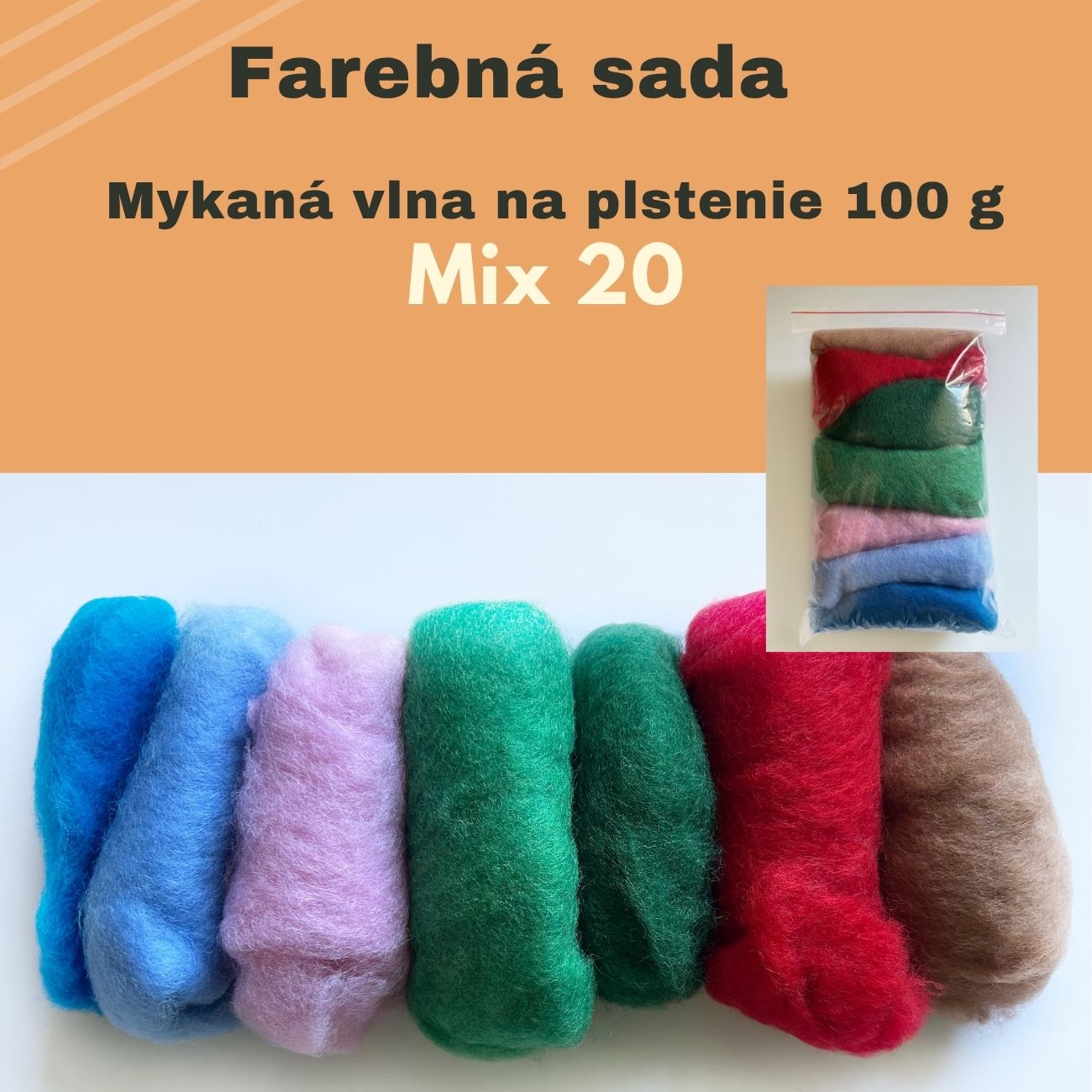 Mykaná vlna Sada Mix 20- 100 g