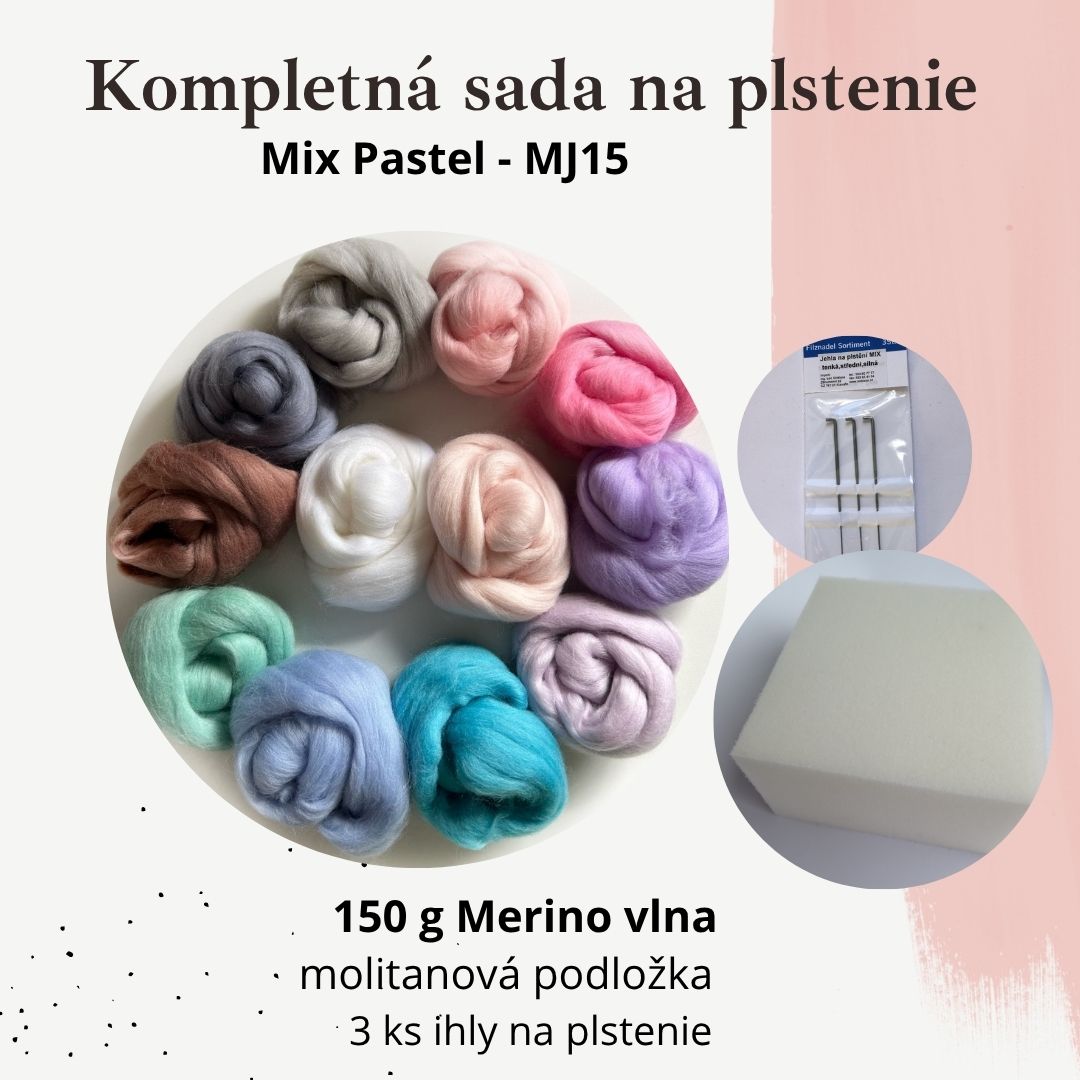 150 g MJ15- Mix Pastel - Kompletná sada  +  ihly, podložka