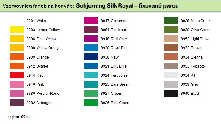 Vzorkovník farieb Silk Royal